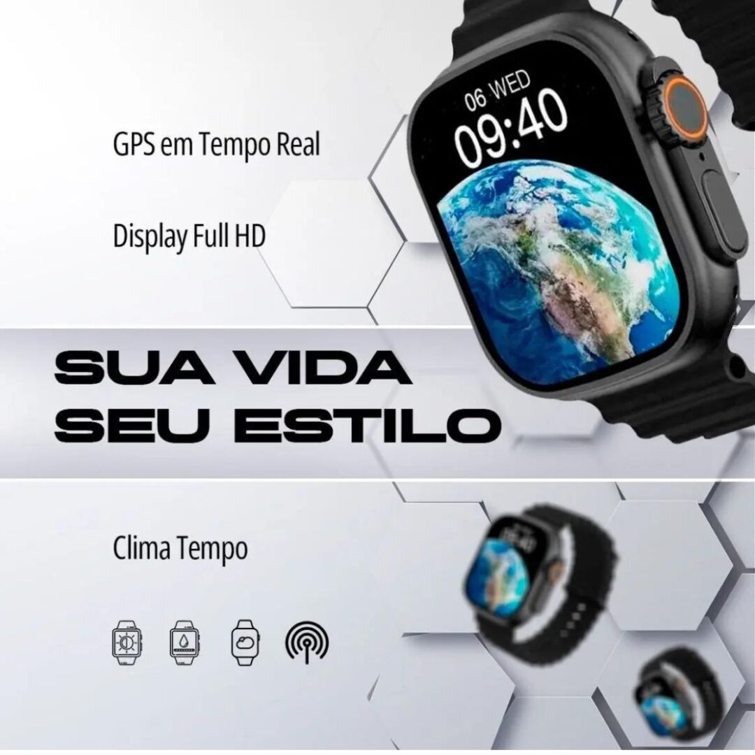 Relógio Smartwatch HW9 Ultra 2 Bluetooth com Tela Grande, Notificações e Pulseira Esportiva - Image 8