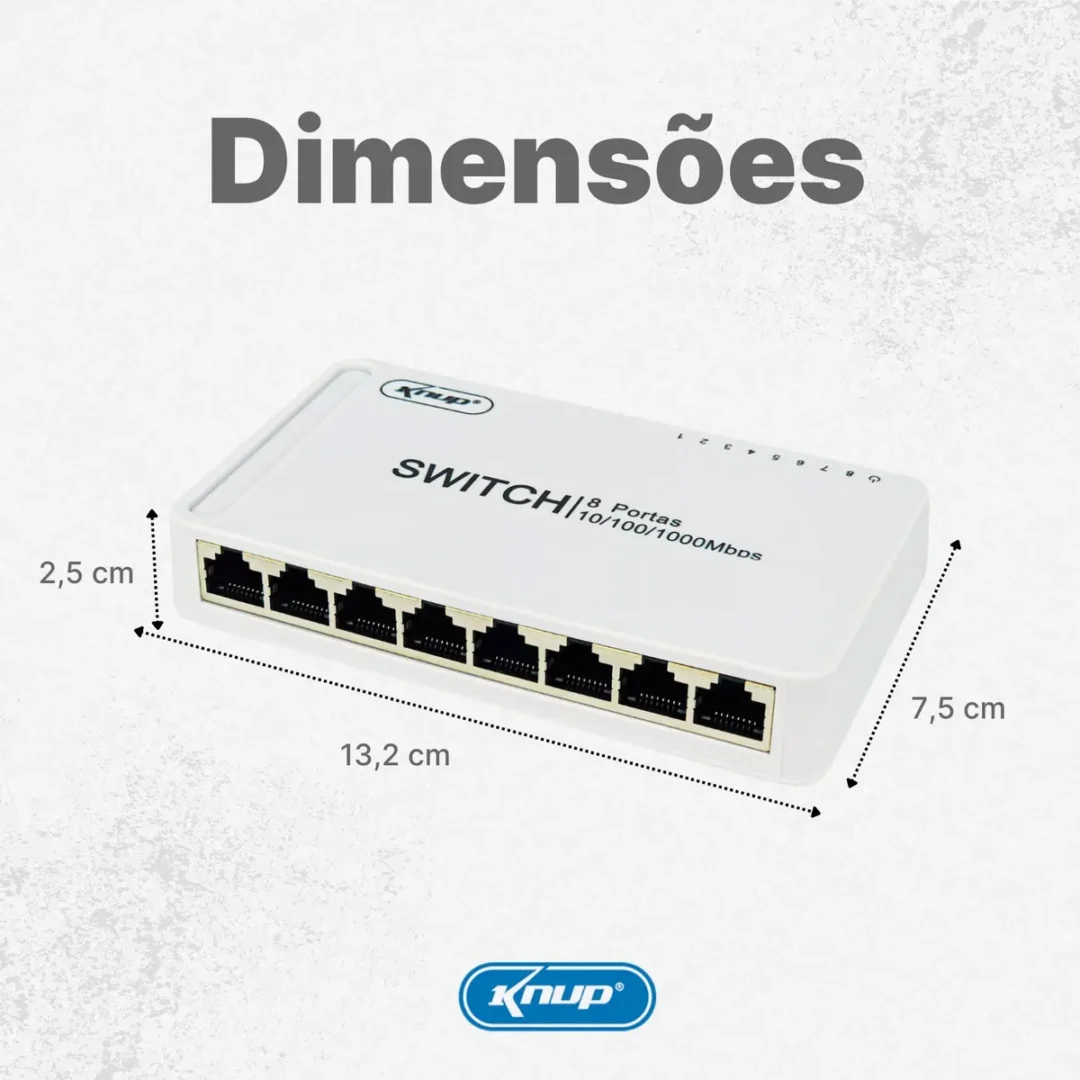 🔌 Switch Hub 8 Portas Gigabit 10/100/1000 Mbps KP-SW106 – Alta Velocidade e Estabilidade para sua Rede - Image 5