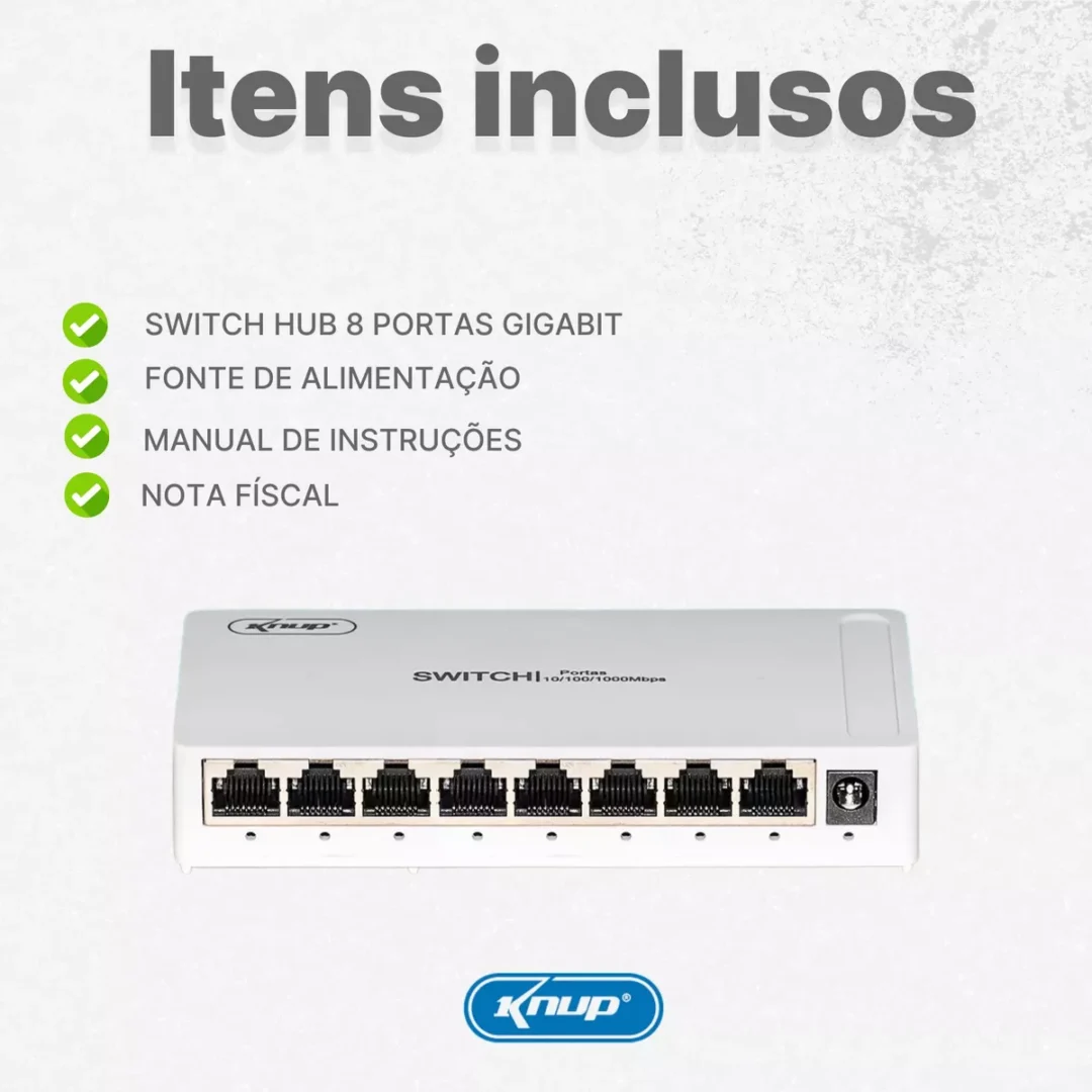 🔌 Switch Hub 8 Portas Gigabit 10/100/1000 Mbps KP-SW106 – Alta Velocidade e Estabilidade para sua Rede - Image 6