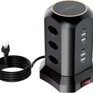 🔌 Extensão Torre Coibeu com 9 Tomadas, 4 USB e 2 Type-C – Alta Potência, Design Giratório e Proteção Total