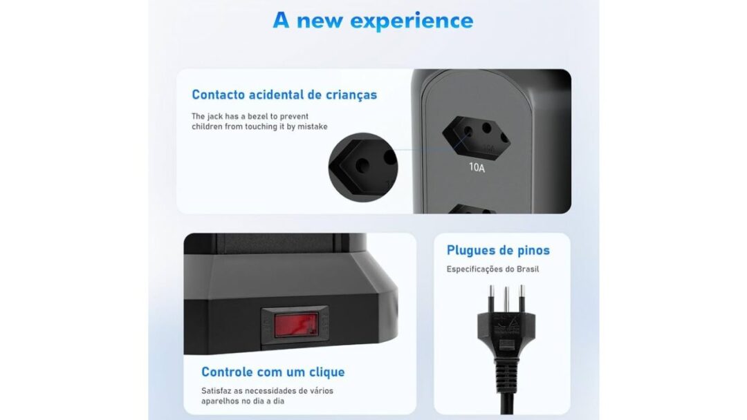 🔌 Extensão Torre Coibeu com 9 Tomadas, 4 USB e 2 Type-C – Alta Potência, Design Giratório e Proteção Total - Image 4
