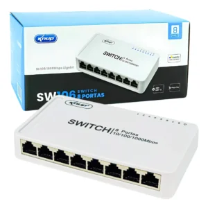 🔌 Switch Hub 8 Portas Gigabit 10/100/1000 Mbps KP-SW106 – Alta Velocidade e Estabilidade para sua Rede